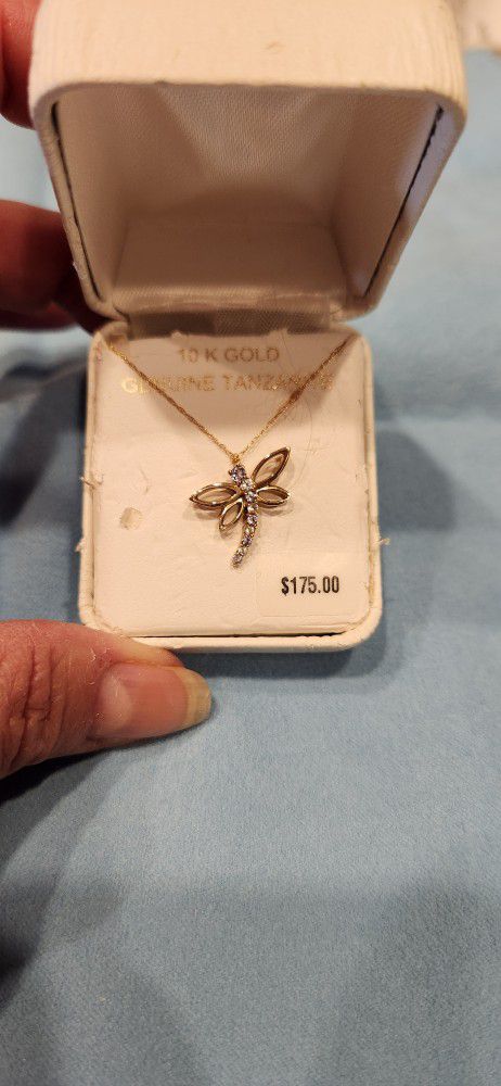 10kt Gold Necklace W/  Tanzanite Butterfly