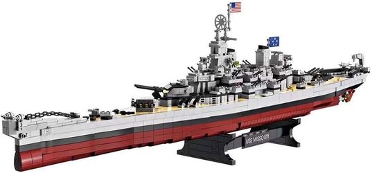USS Missouri Battleship Building Block Set,Military Warship Toys Lowa Class Battle Ship Boat Kit,Collectible Home Room Decor Battleship Construction S