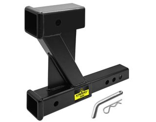 KAIRAY Double Hitch Receiver, 2 Inch Trailer Dual Hitch Extension Riser, Hitch Adapter Fits For 2 Inch Receiver Extender To 10 Inch Max Length, 10 Inc