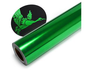 Green Metallic HTV Heat Transfer Vinyl Roll - 12" × 5ft Green Iron on Vinyl Chrome Foil for Cricut, Silhouette Cameo or Heat Press Machines, Easy to C