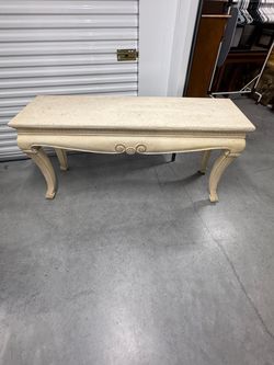 Ornate French Provincial Table with Stone Top