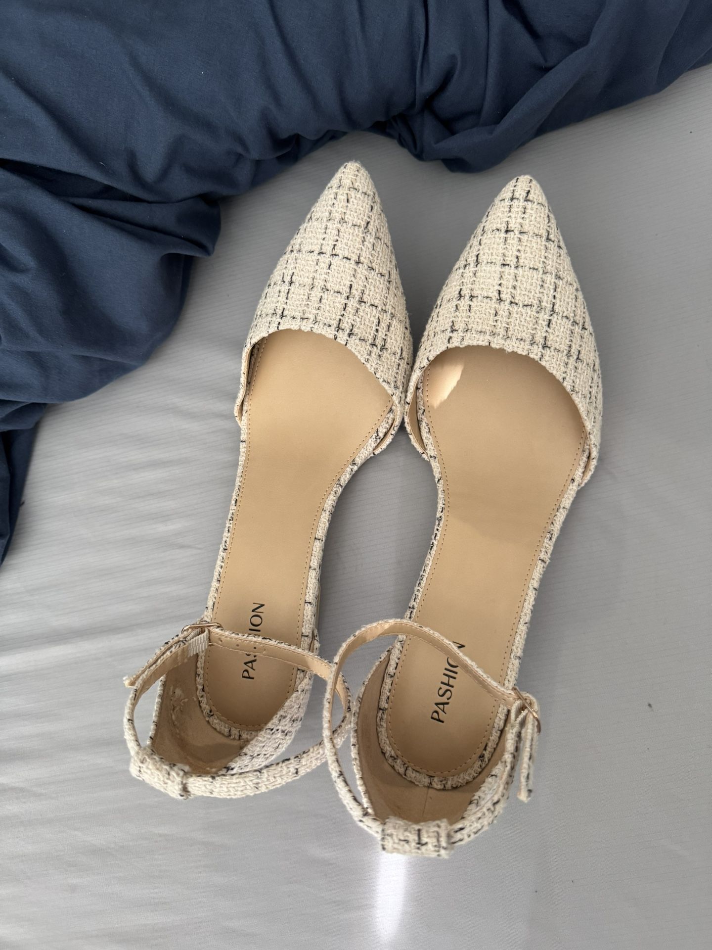 Pashion Footwear Bone Tweed D’Orsay flats size 11