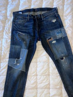 Polo by Ralph Lauren Men's Dark Blue Patchwork Slim Straight Jeans