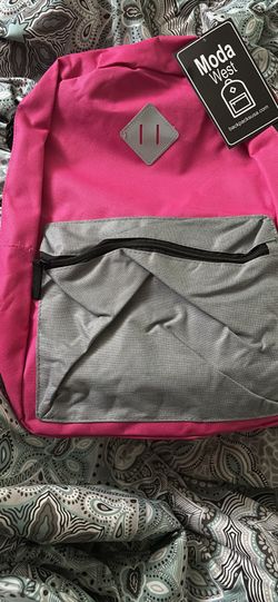 pink grey bookbag