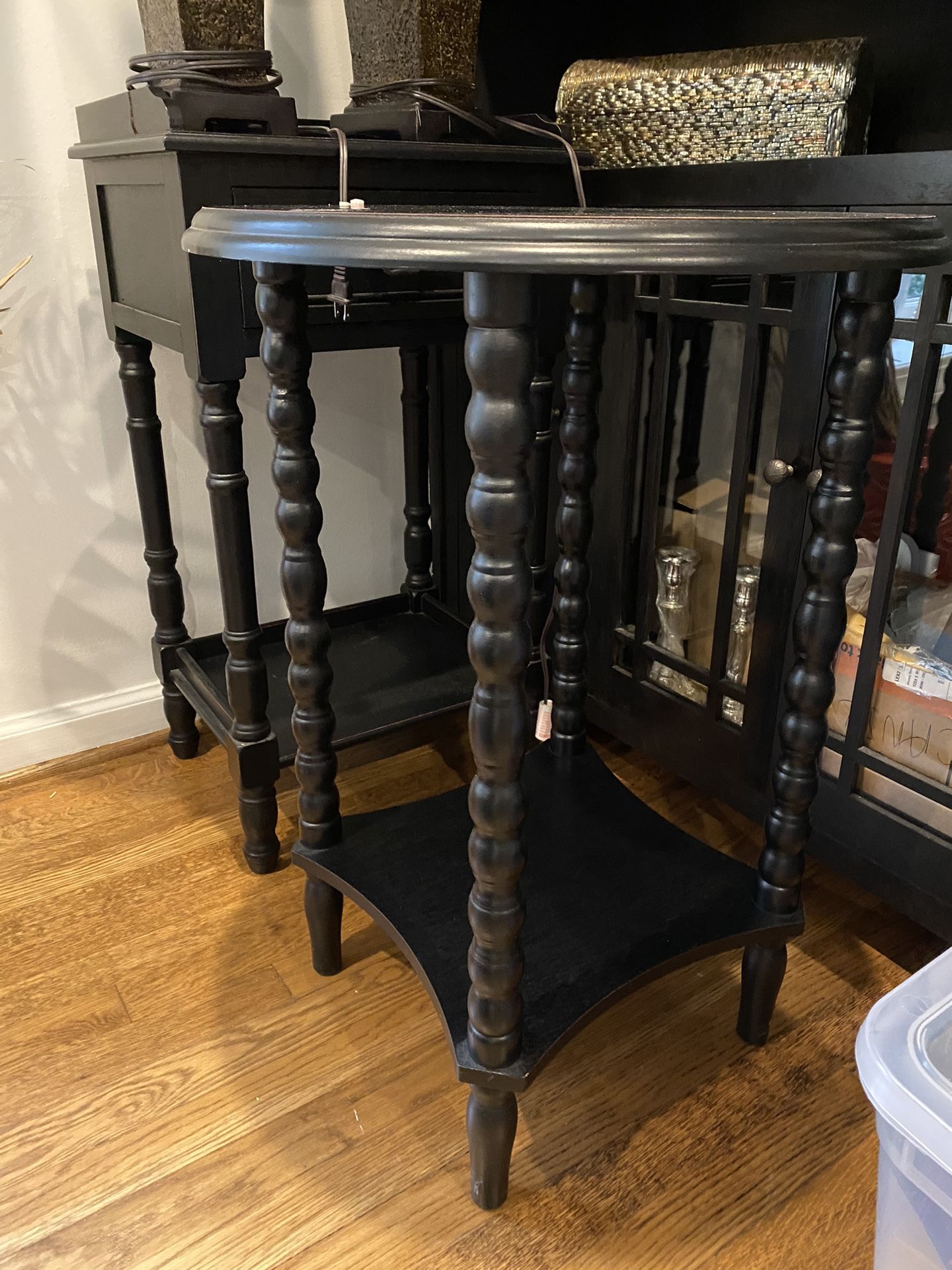 Wooden End Tables / Night Stands (2) + Table lamps (2)