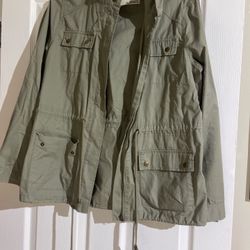 Green Khaki Jacket With Hood