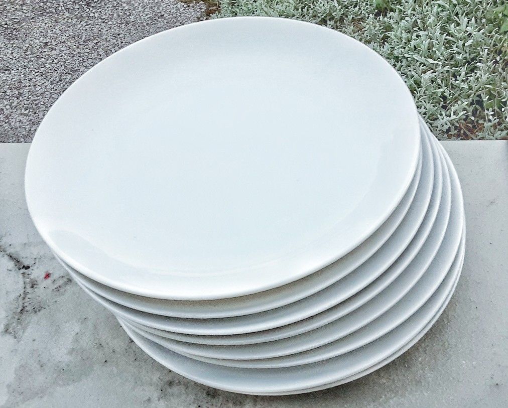 Raymond loewy continental china white porcelain 8" salad plates x 8 !