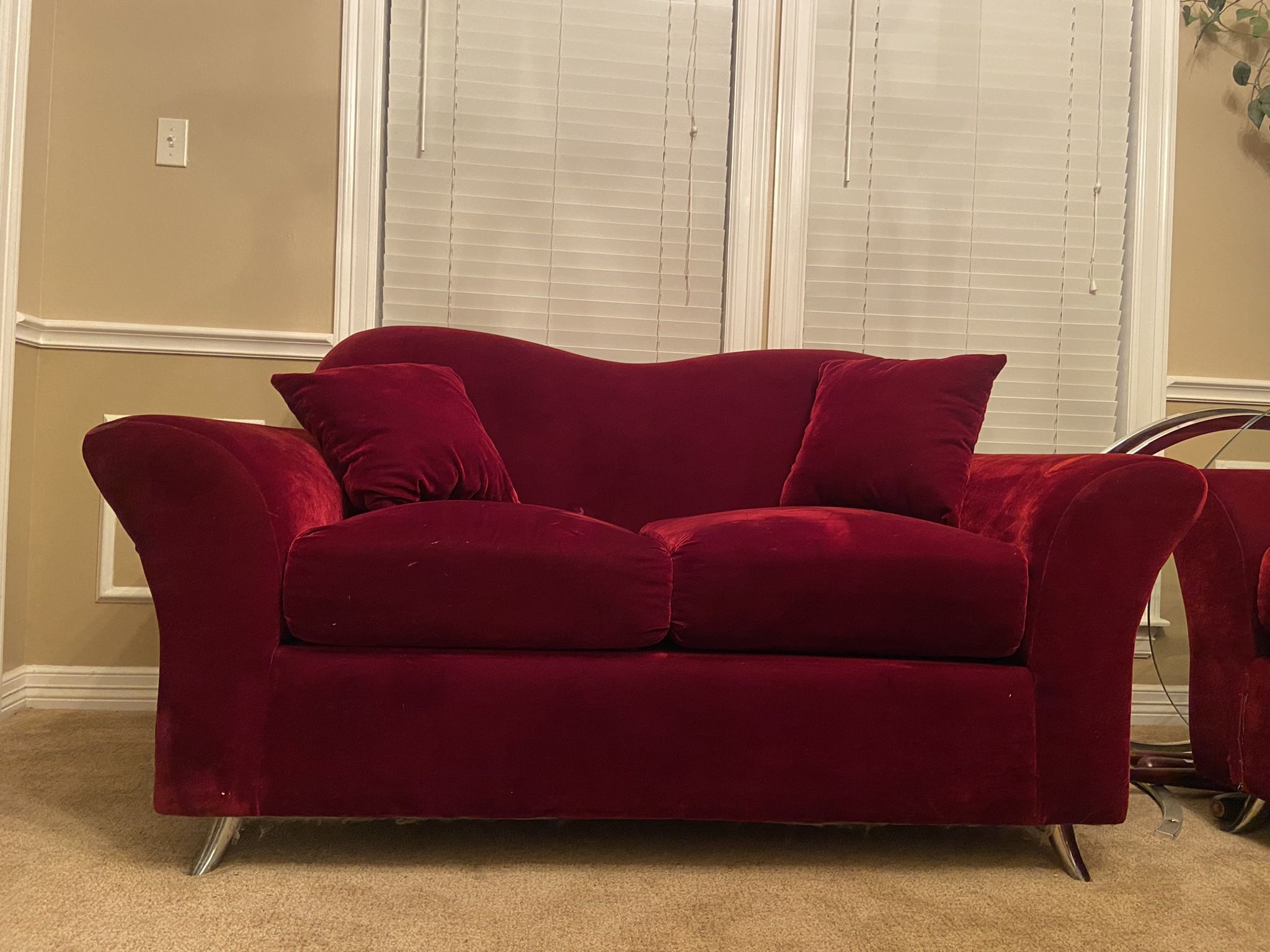 Candy Red Love Seat & Couch