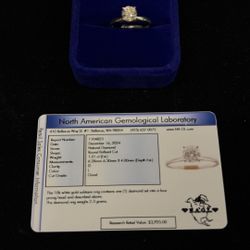 10K White Gold solitaire ring size 6-3/4 approx 1.01 ct diamond certified  no trades pick up in Tacoma