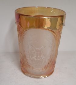 Beautiful Vintage Imperial Glass Marigold And Frosted Windmill Tumbler