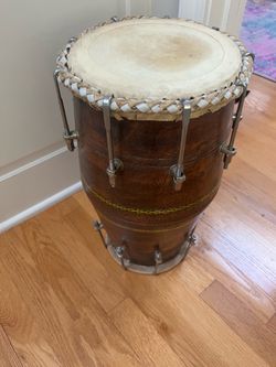 Traditional Wooden Dholak Hand Drum