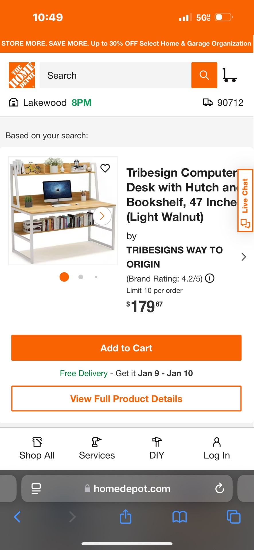 Computer Desk With Hutch & Bookshelf