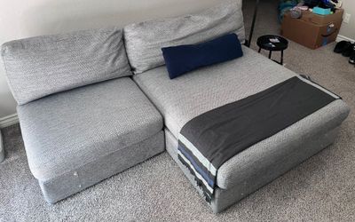 Blue/Grey Two piece sectional w/ chassis