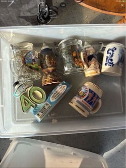 German Beer Steins and a decanter
