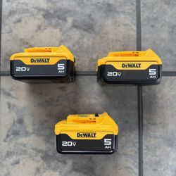DeWalt 20V Max 5Ah Lithium Ion Batteries (each)
