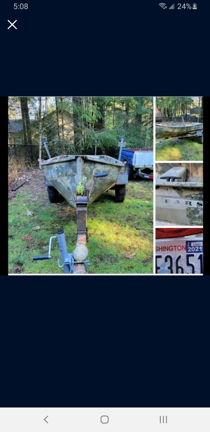 12 Ft Aluminum Boat With Trailer And Electric Motor for Sale in