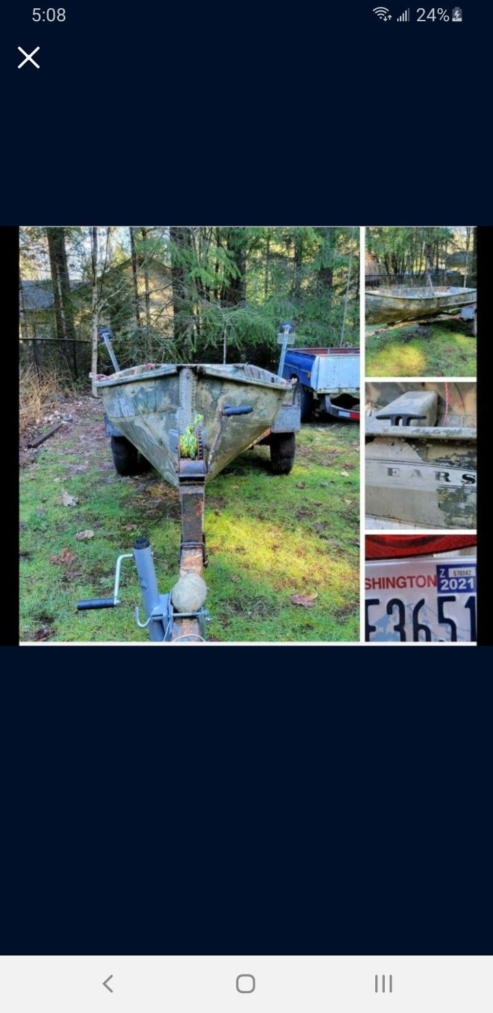 12 Ft Aluminum Boat With Trailer And Electric Motor