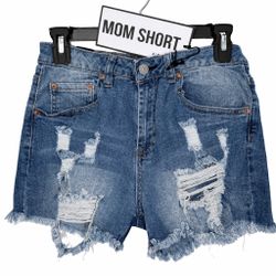 Mom Short Denim Desgastado