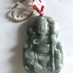 Nature Jade hand carved Guangong 关公 pendant warrior God wealth God