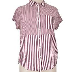 Jane + Delancey Striped Short Sleeve t tee shirt top Blouse womens size L Large