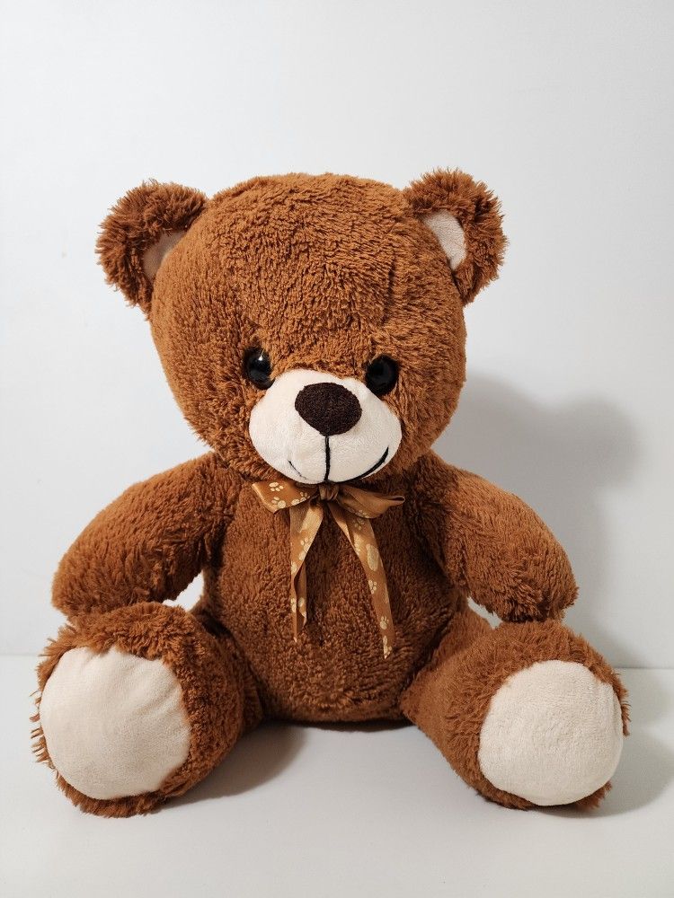 Plush Teddy Bear Cute Stuffed Animal Bear with Bow Plush Toys Brown