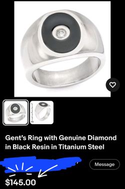 Men's Titanium Ring with 1/10th CWT Diamond in Black Resin