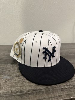 New era black and white pinstripes New York Mets hat