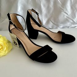 Black Suede Heels, Size 8