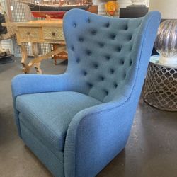 🌟Stone & Beam Lessing Tufted Upholstered Glider, 32.7"W (Cadet Blue) Swivel Arm Chair Curved Arms Free Throw Pillow 