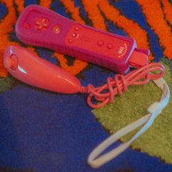 Wii Pink Controller Set
