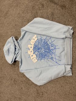 Light Blue Rhinstone Sp5der Hoodie