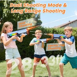 Electric Water Gun for Kids Adults-33FT Long Range Auto Suction Squirt Gun with LED Muzzle Flame, 400+ Shots Water Blaster with Modular Battery,Outdoo