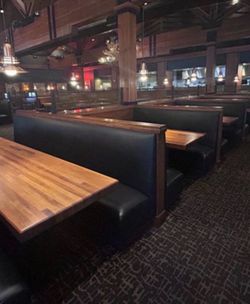 2 10.5 ft booths and table