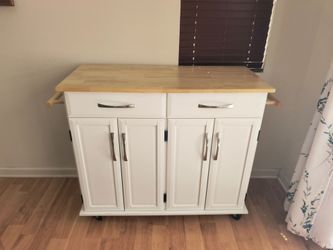 Deluxe Rolling Kitchen Island Cart with Storage
