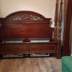 Wood Bed Frame Headboard And Foot With Mattress