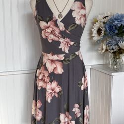 V-Neck Sleeveless Floral Holt Brushed Knit Dress