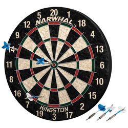 Narwhal Kingston Official Size Bristle Dartboard & 6 Steel Tip Darts