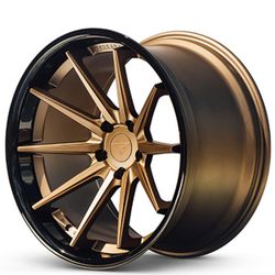 20" STAGGERED FERRADA FR4 MATTE BRONZE WITH GLOSS BLACK LIP RIMS