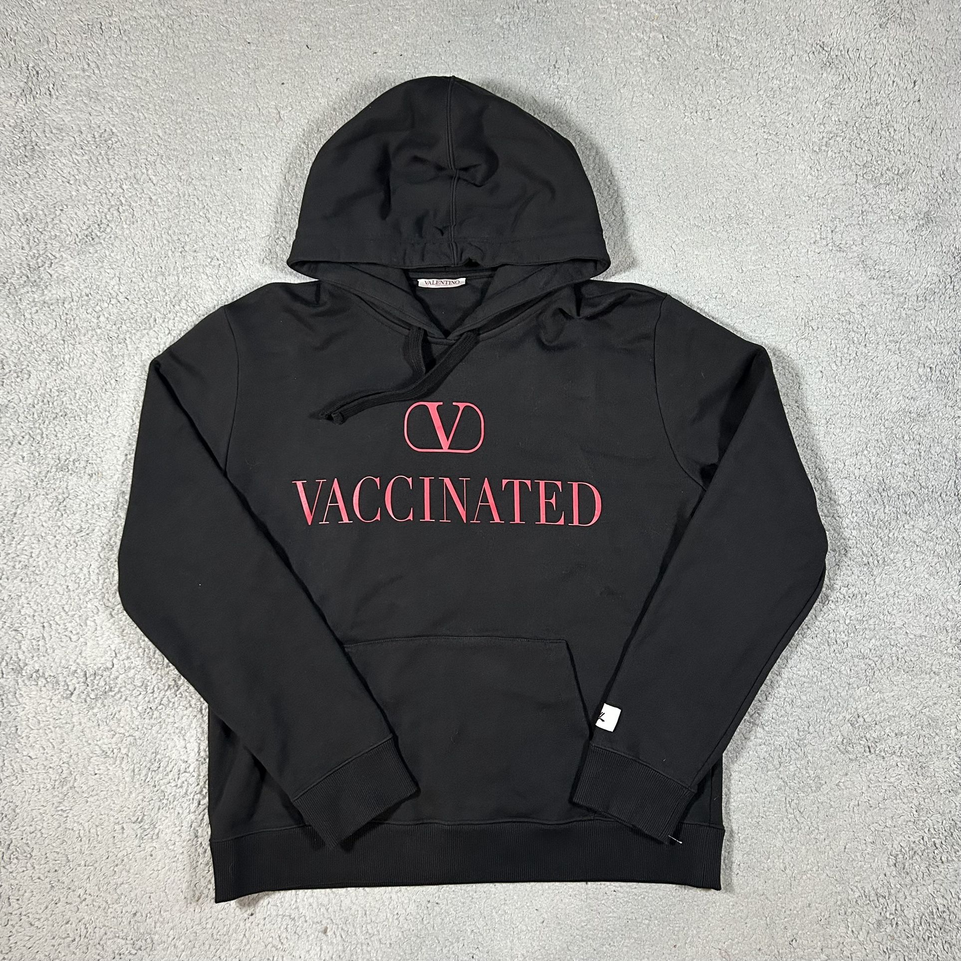 Black Limited Edition Valentino x Cloney Vaccinated Pullover Hoodie Size Large