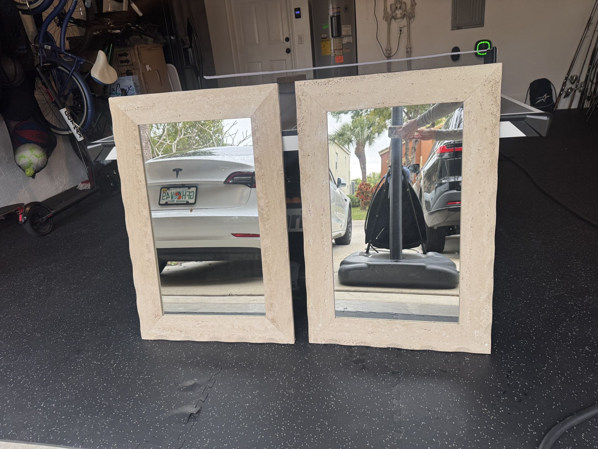 Stone Framed Bathroom Mirrors Set Of 2