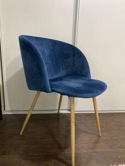 Mid Century Blue Velvet Accent Chair