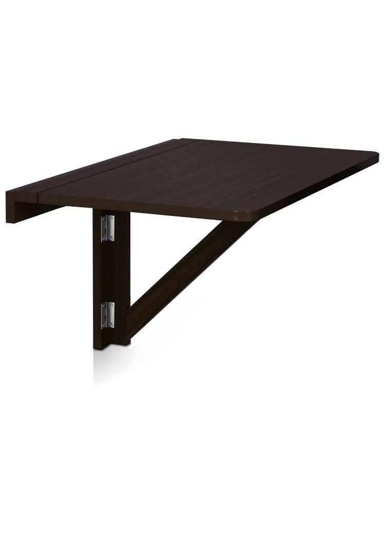 Wall mounted folding table- color black/espresso - desk, table, workstation work from home small space...drop leaf student desk school