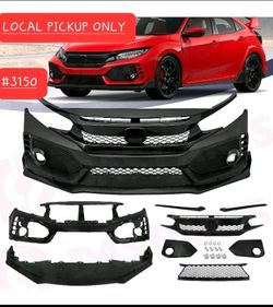 ➿️ To Type R Style Front Bumper Cover Grille Lip Assembly For 16-21 Honda Civic #3150