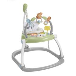 Fisher-Price Baby Bouncer SpaceSaver Jumperoo Activity Center with Lights Sounds and Folding Frame, Sweet Snugapuppy
