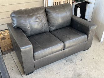 Loveseat - Gray Leather Couch