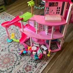 Barbie House And Box Of Furniture