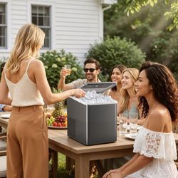 Countertop Ice Maker, Euhomy Portable Bullet Ice Maker with 2 Ice Sizes & Self-Cleaning, 26.5 Lbs/24H, Gray, NEW