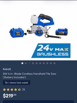 New in box Tile saw kobalt  24v