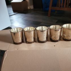 Gold  Mercury Glass Candle Holders 