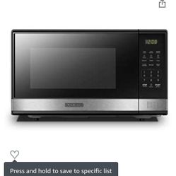 New — BLACK+DECKER EM031MB11 Digital Microwave Oven with Turntable Push-Button Door, Child Safety Lock, 1000W, 1.1cu.ft, Black & Stainless Steel, 1.1 